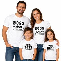 Family Boss Matching Round Neck T-Shirt for Mom – Boss Lady - (170 GSM) single jersey