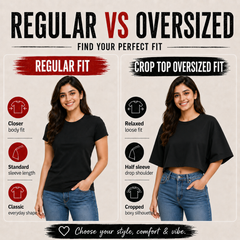 Women’s Oversized Half Sleeve Crop Top - Soul Grow (220 GSM Interlock Fabric)