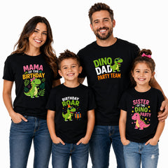 Dino Birthday Party Family Round Neck T-Shirts For Daughter - (170 GSM) single jersey