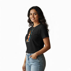 Women’s Graphic Print Round Neck T-Shirt- Murugan (170 GSM single jersey)