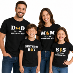 Birthday Boy Family Matching Round Neck T-Shirts For Mom - (170 GSM) single jersey