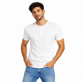 Men's Plain Henley Neck T-shirt- 190 GSM Single jersey