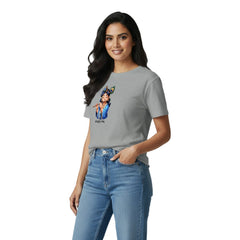 Women’s Graphic Print Round Neck T-Shirt- Krishna (170 GSM single jersey)