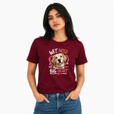 Dog Lover's Round Neck T-Shirts For Women - Big Heart - (170 GSM) single jersey
