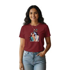 Women’s Graphic Print Round Neck T-Shirt- Krishna (170 GSM single jersey