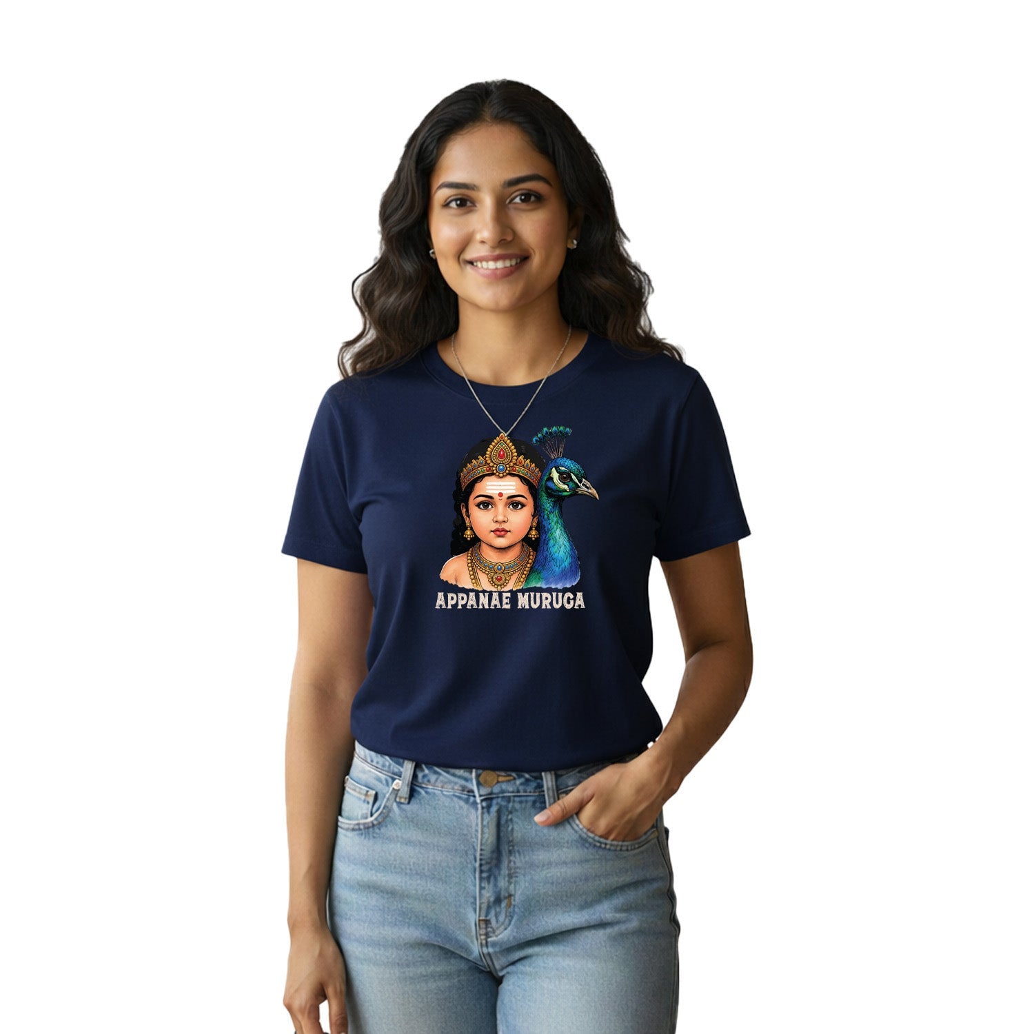 Women’s Graphic Print Round Neck T-Shirt- Murugan (170 GSM single jersey)