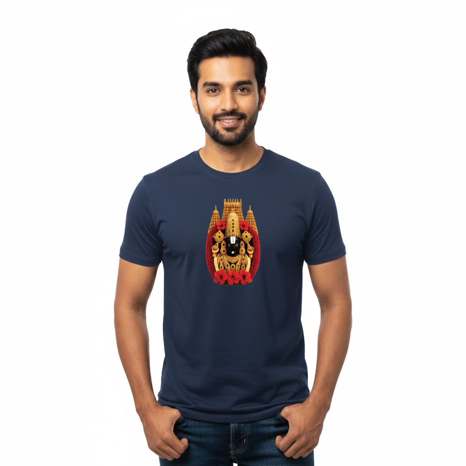 Men’s Graphic Print Round Neck T-Shirt-Tirupathi Balaji (170 GSM single jersey)