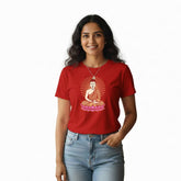 Women’s Graphic Print Round Neck T-Shirt- Buddha (170 GSM single jersey)