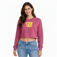 Women’s Oversized full Sleeve Crop Top - I see you (270 GSM French Terry)