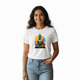 Women’s Graphic Print Round Neck T-Shirt- Buddha (170 GSM single jersey)