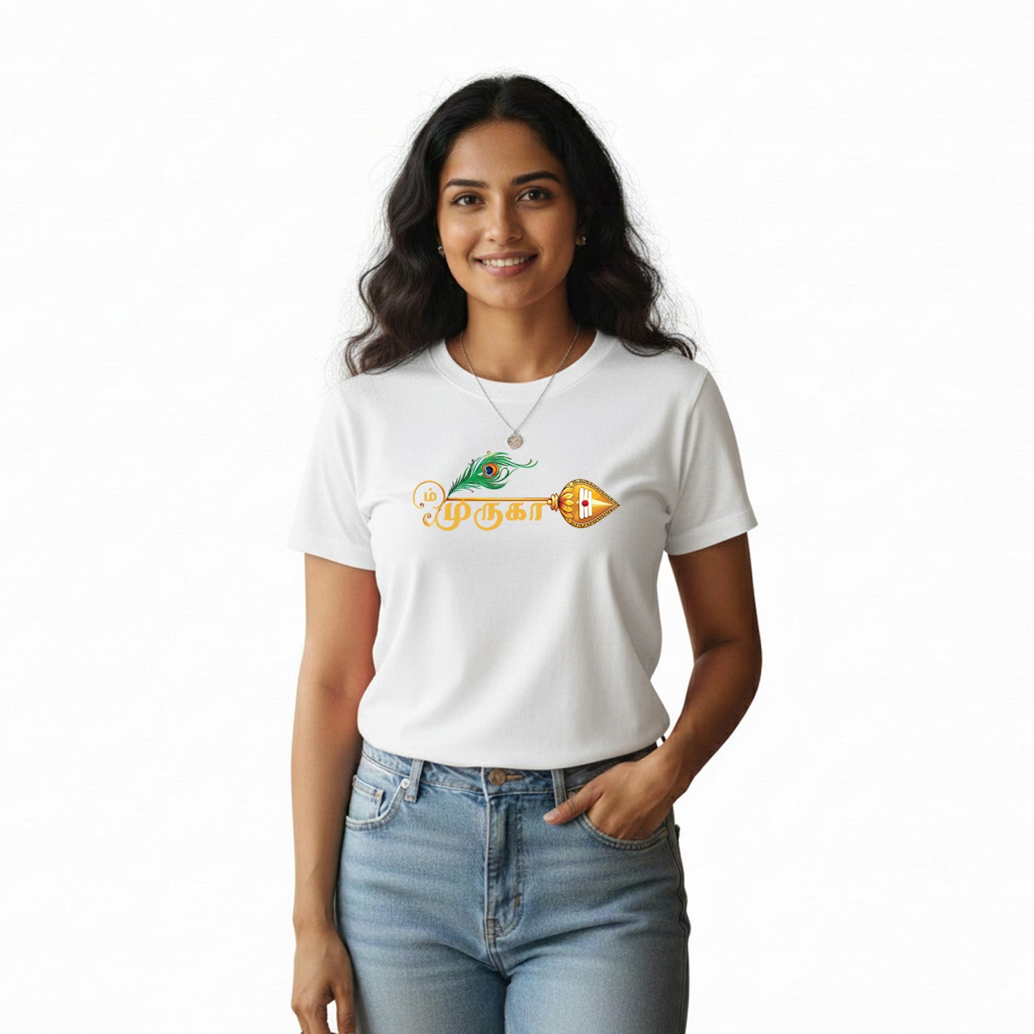 Women’s Graphic Print Round Neck T-Shirt- Murugan (170 GSM single jersey)
