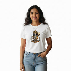 Women’s Graphic Print Round Neck T-Shirt- Hanuman(170 GSM single jersey)