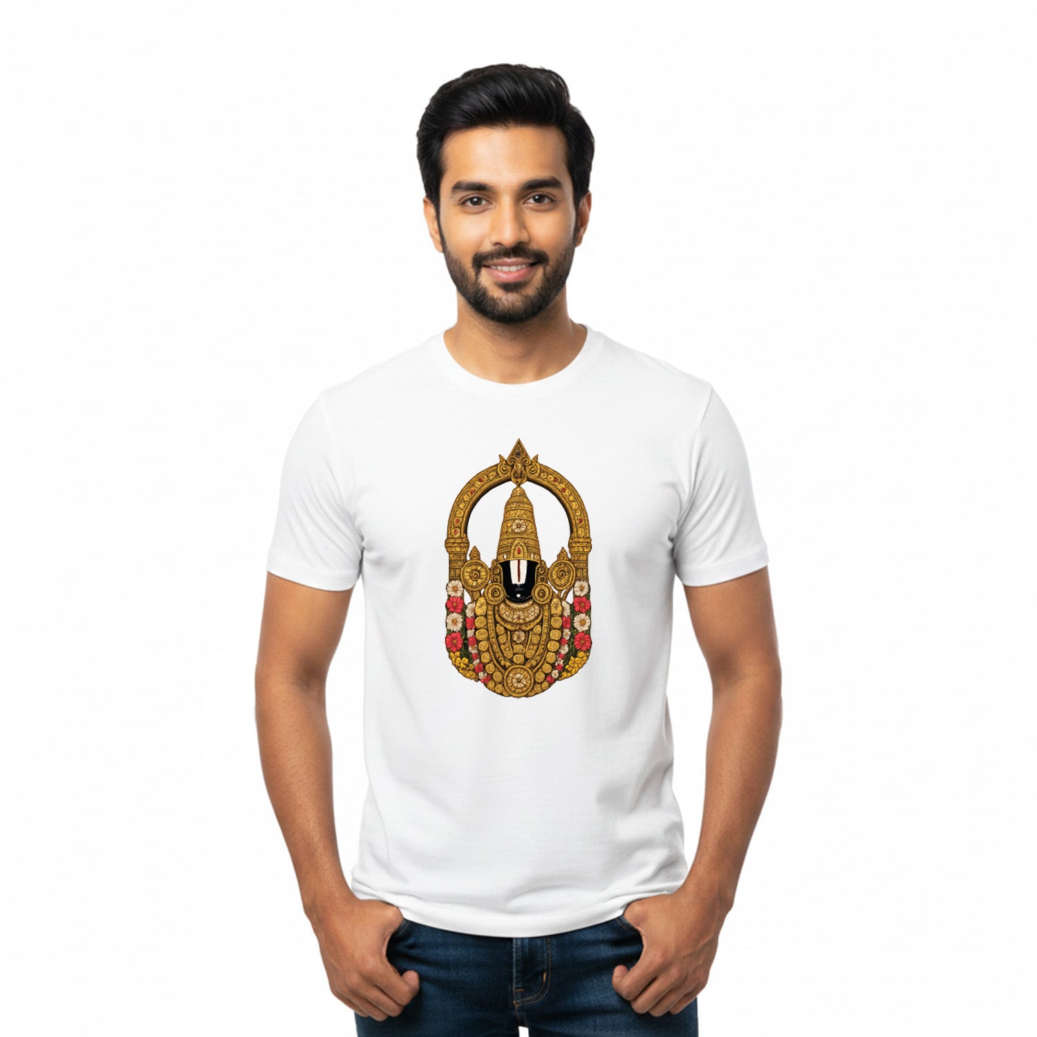 Men’s Graphic Print Round Neck T-Shirt-Tirupathi Balaji (170 GSM single jersey)
