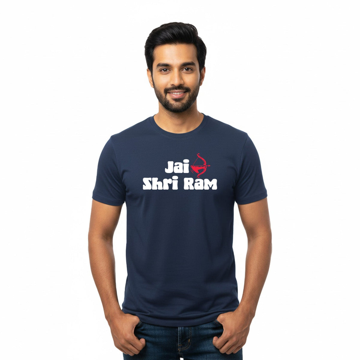 Men’s Graphic Print Round Neck T-Shirt- Jai Shree Ram (170 GSM single jersey)