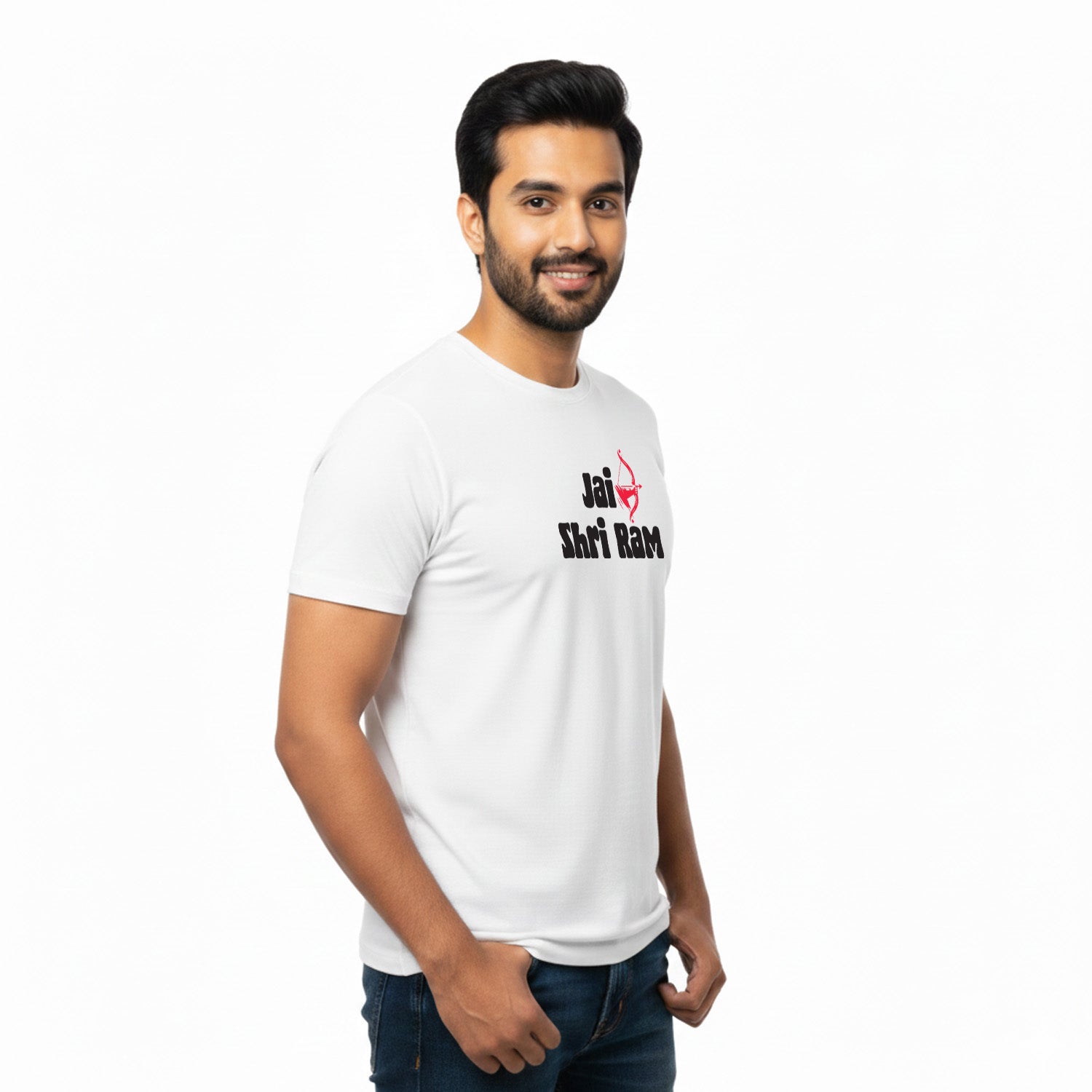 Men’s Graphic Print Round Neck T-Shirt- Jai Shree Ram (170 GSM single jersey)