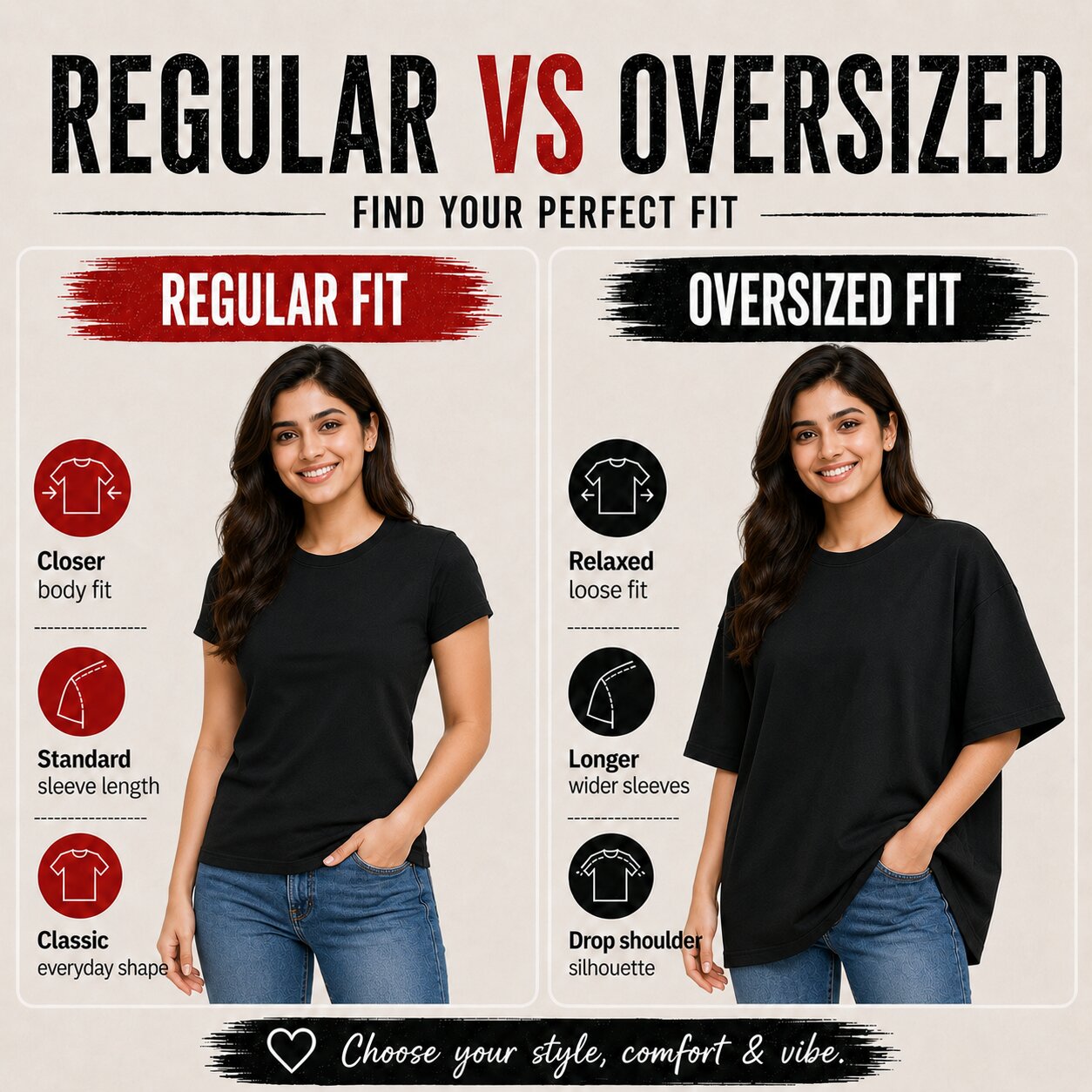 Dog Lover's Round Neck T-Shirts For Women - Big Heart - (170 GSM) single jersey