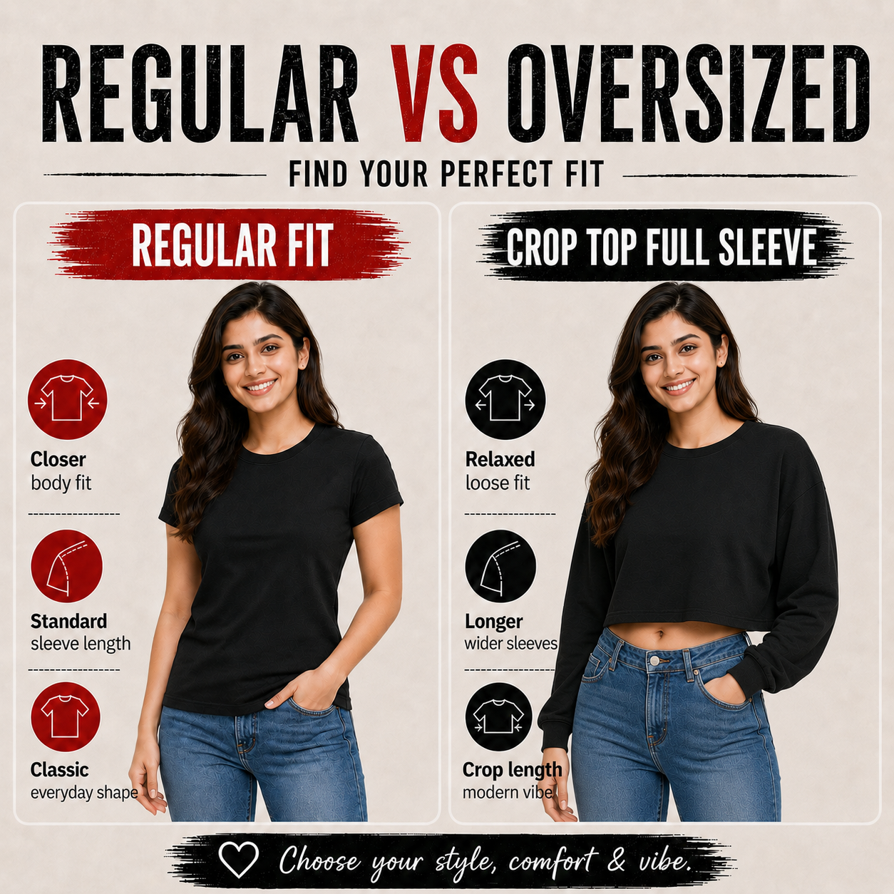 Women’s Plain Oversized Full Sleeve Crop Top