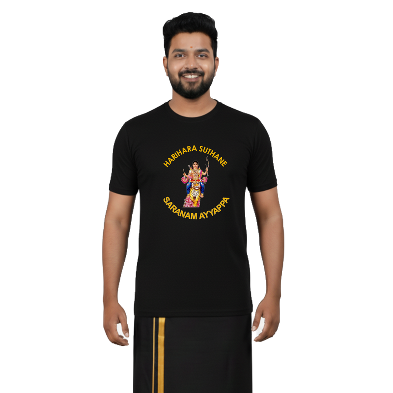 Men’s Graphic Print Round Neck T-Shirt- Ayyappan (170 GSM single jersey)