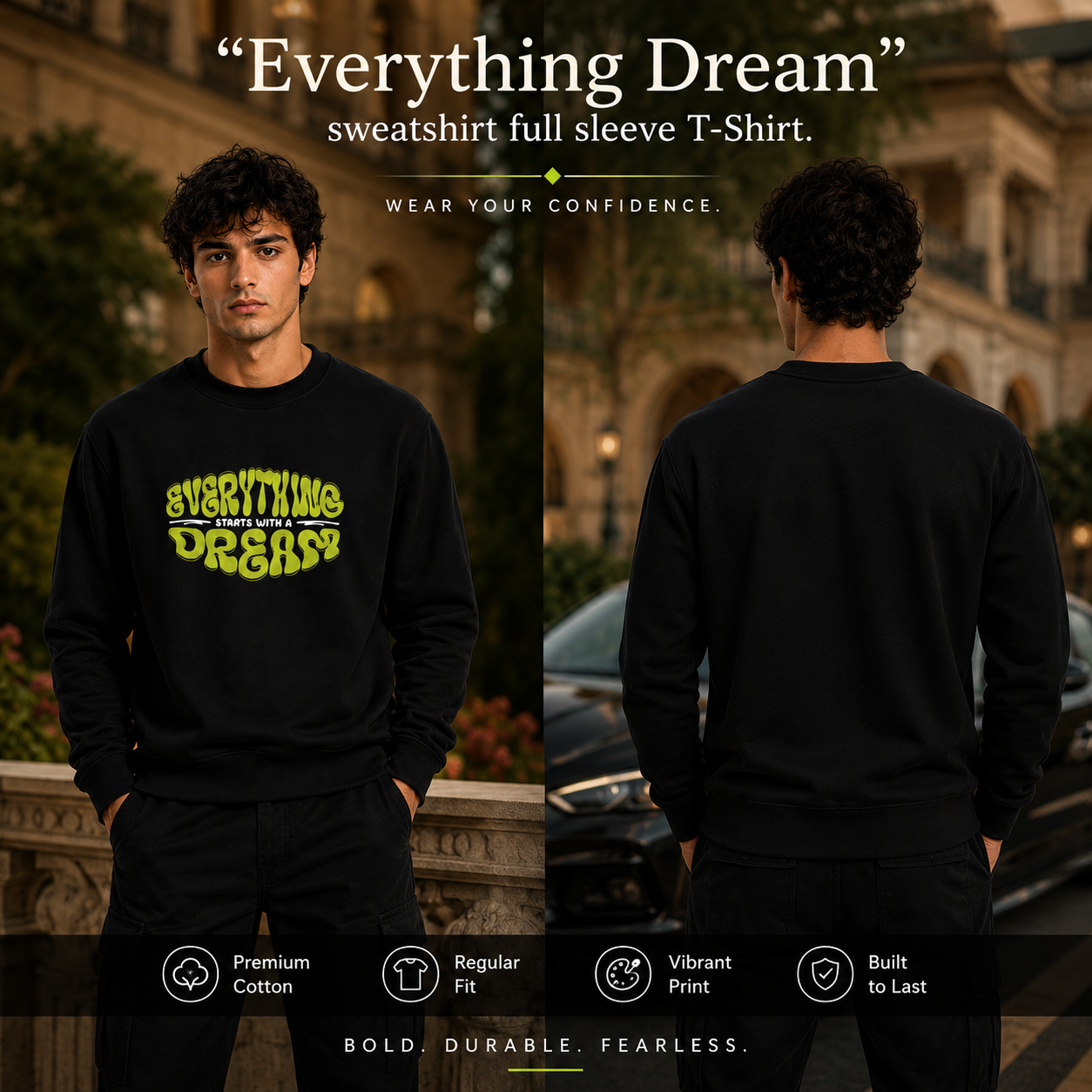 Men’s Graphic Print Round Neck Sweatshirt - 270 GSM