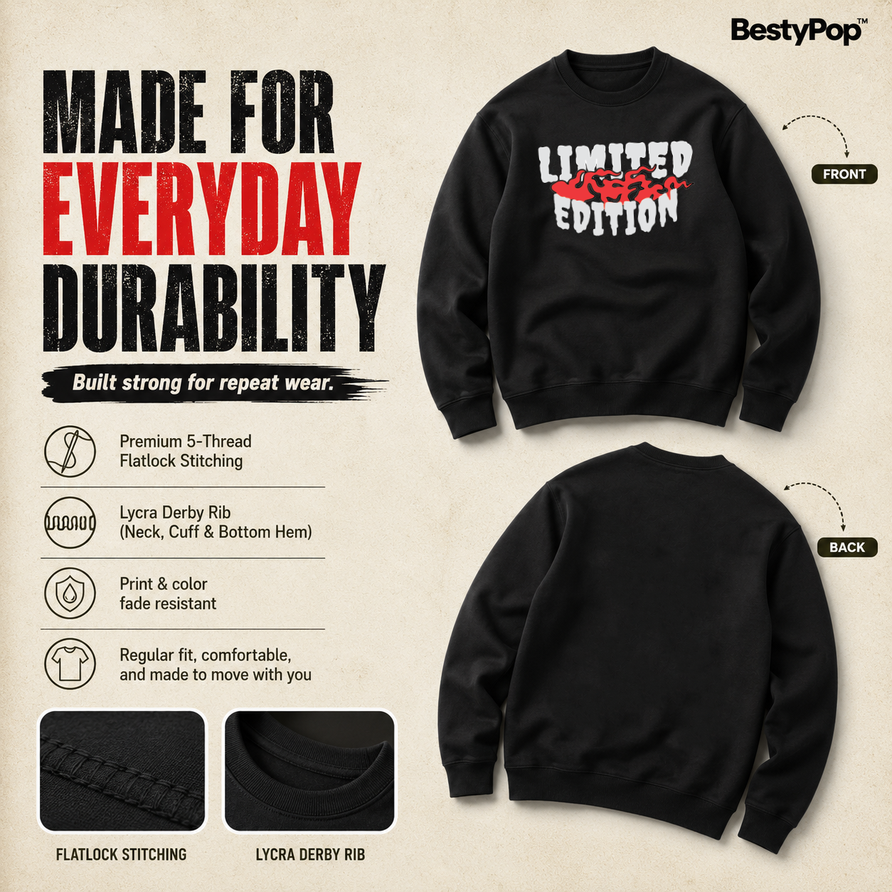 Men’s Graphic Print Round Neck Sweatshirt - 270 GSM