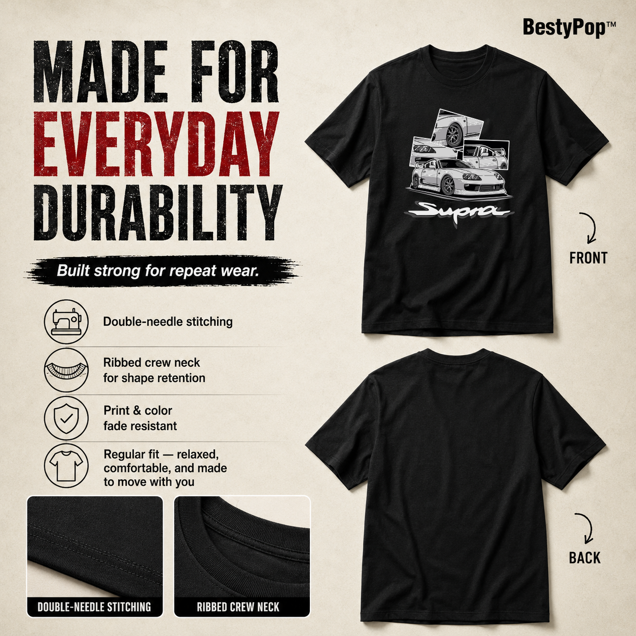 Men's Crew Neck t-shirt - Supra (170 GSM single jersey)