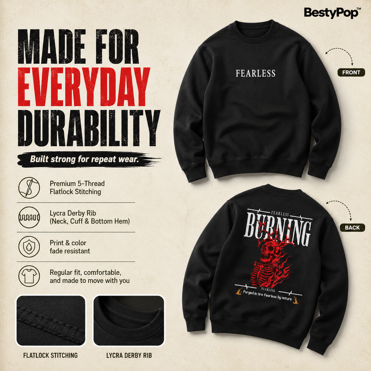 Men’s Graphic Print Round Neck Sweatshirt - 270 GSM