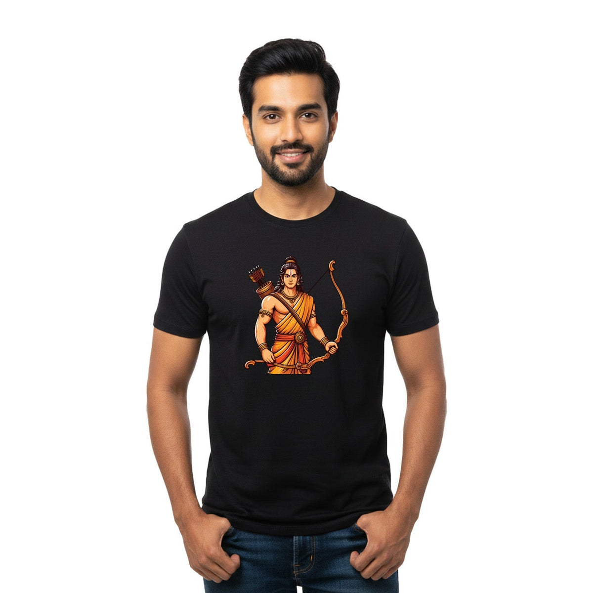 Men’s Graphic Print Round Neck T-Shirt- Jai Shree Ram (170 GSM single jersey)