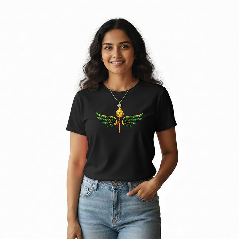 Women’s Graphic Print Round Neck T-Shirt- Murugan (170 GSM single jersey)