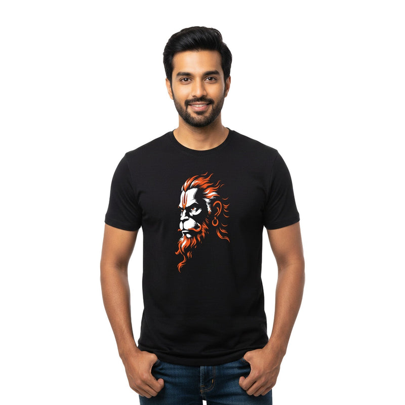 Men’s Graphic Print Round Neck T-Shirt- Hanuman (170 GSM single jersey)