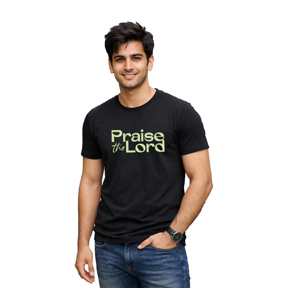 Men’s Graphic Print Round Neck T-Shirt-Jesus(170 GSM single jersey)