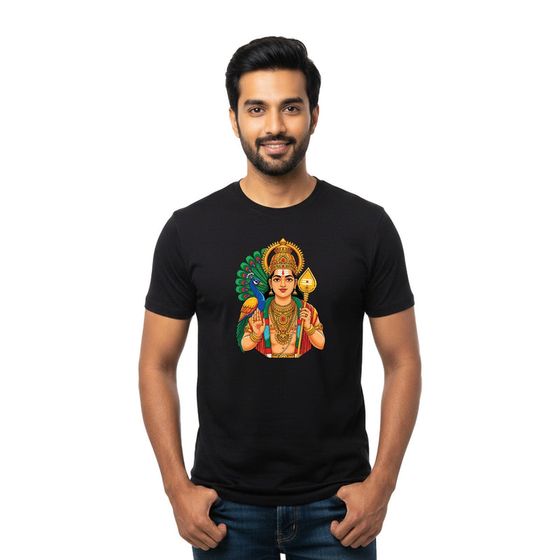 Men’s Graphic Print Round Neck T-Shirt- Murugan (170 GSM single jersey)