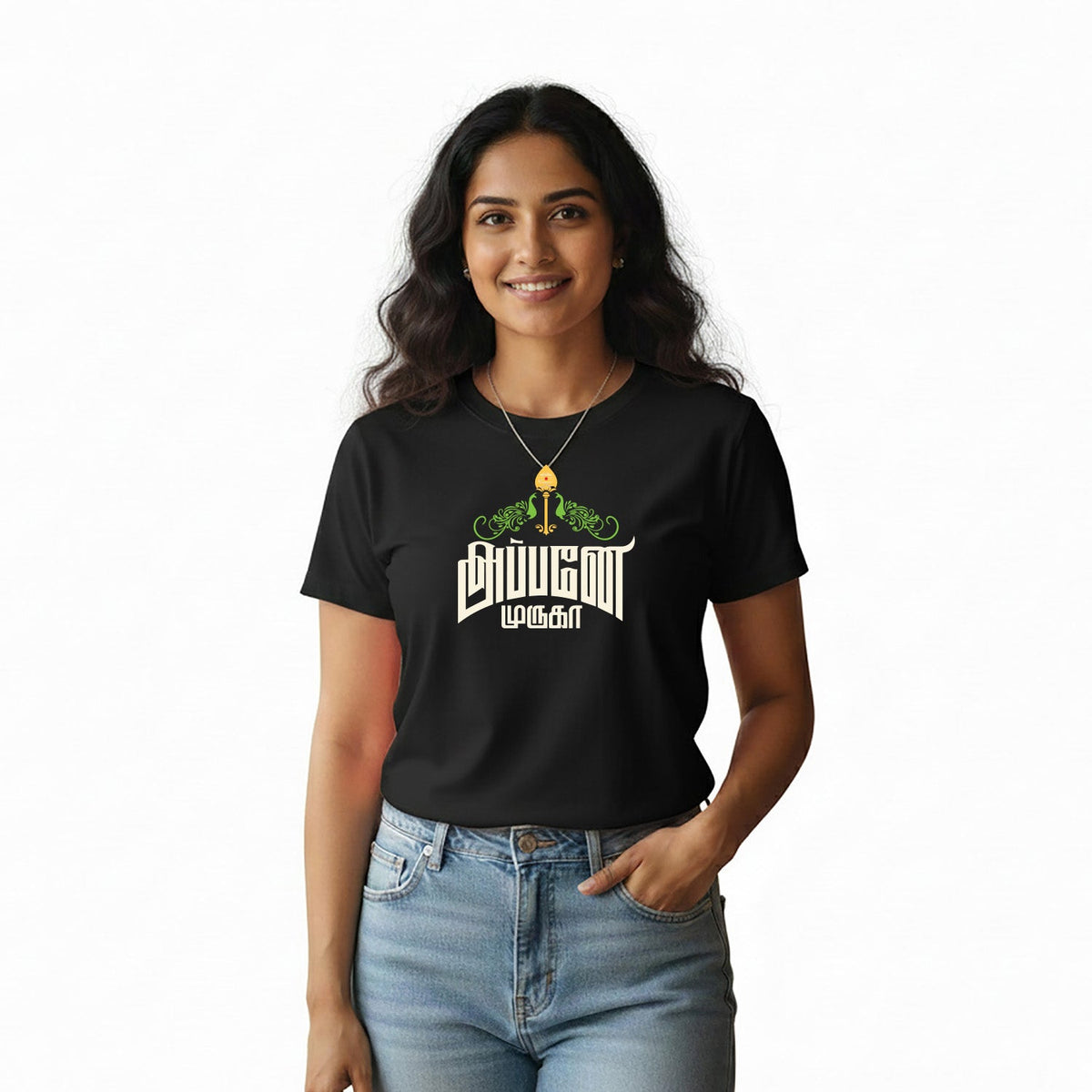 Women’s Graphic Print Round Neck T-Shirt- Murugan (170 GSM single jersey)