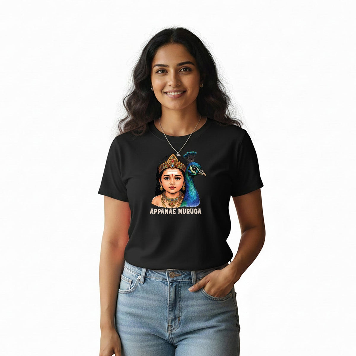 Women’s Graphic Print Round Neck T-Shirt- Murugan (170 GSM single jersey)