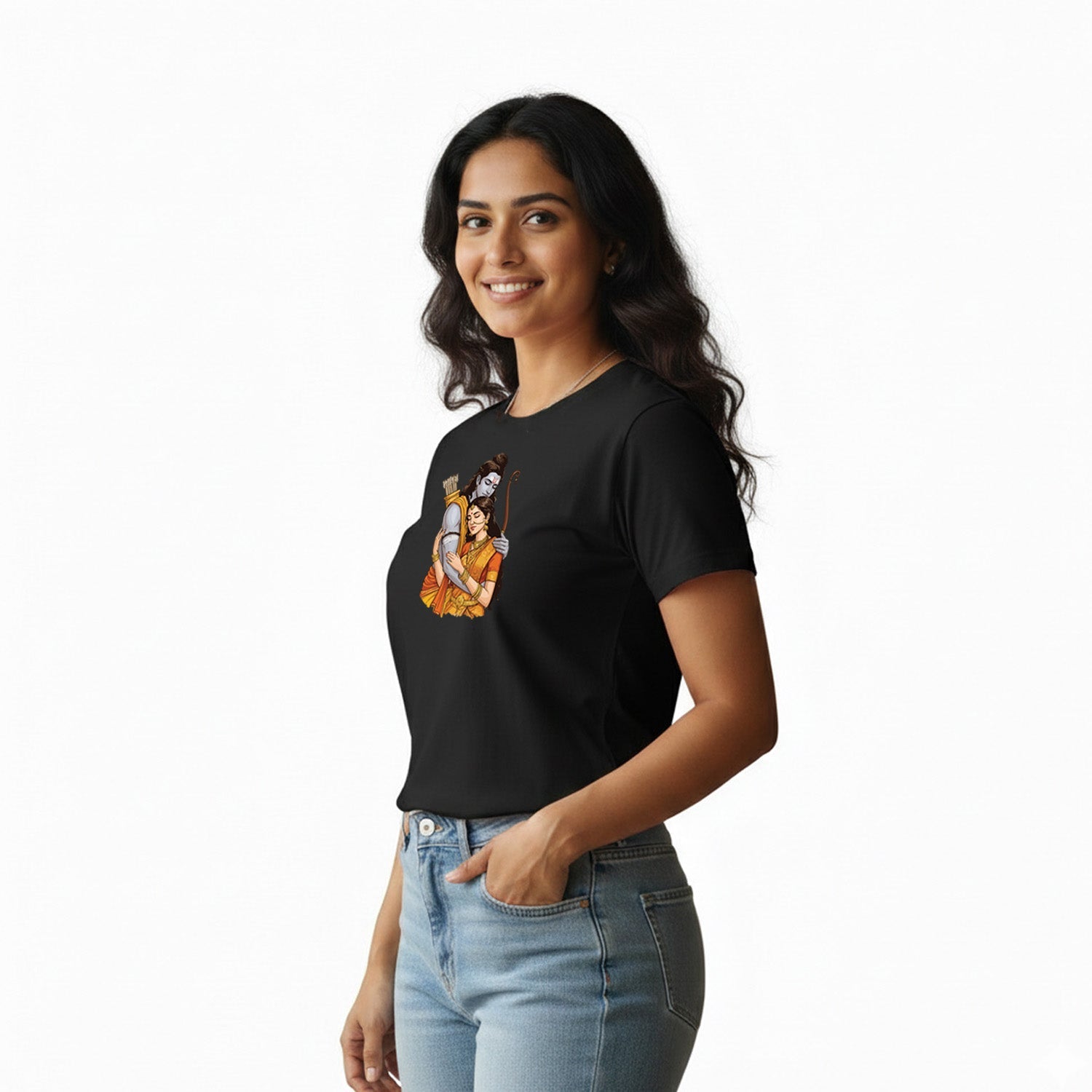 Women’s Graphic Print Round Neck T-Shirt- Jai Shree Ram (170 GSM single jersey)