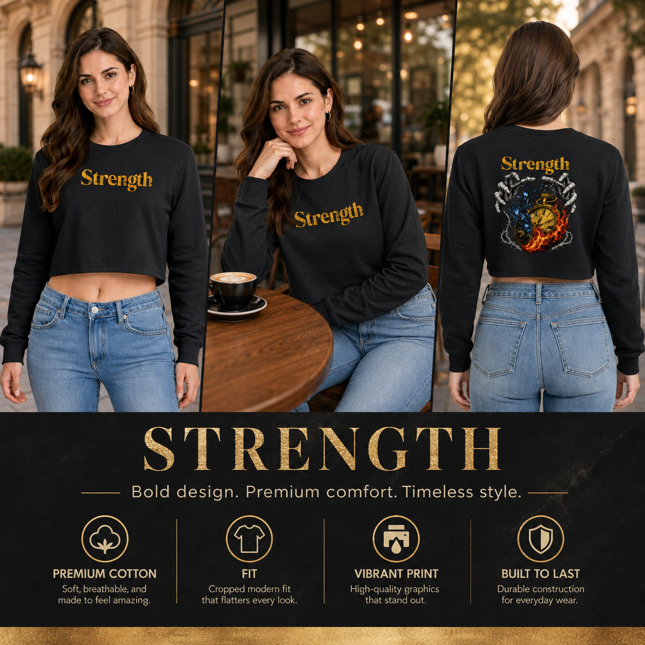 Women’s Crop top full Sleeve - 270 GSM