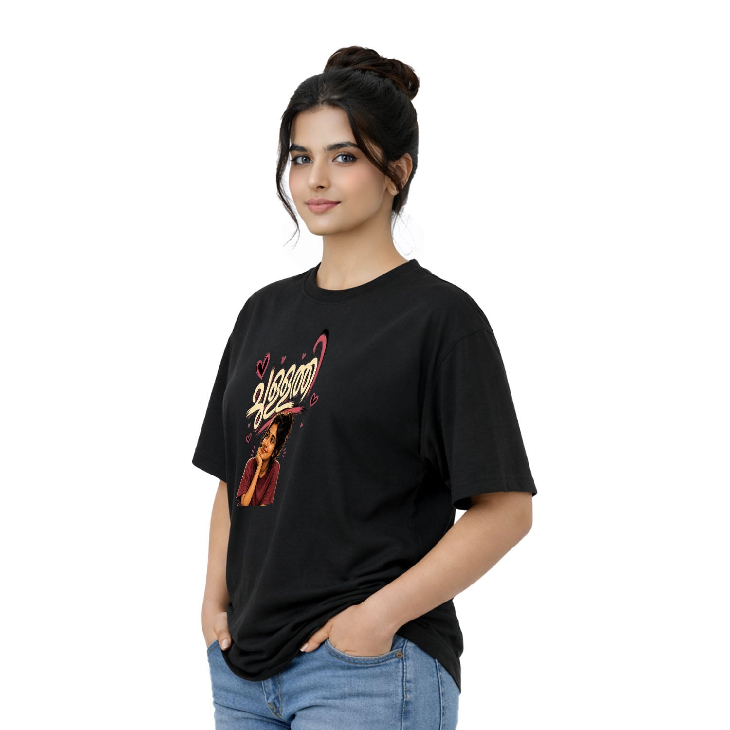 Crew Neck oversized t-shirt - ചുള്ളത്തി(225 GSM heavyweight fabric)