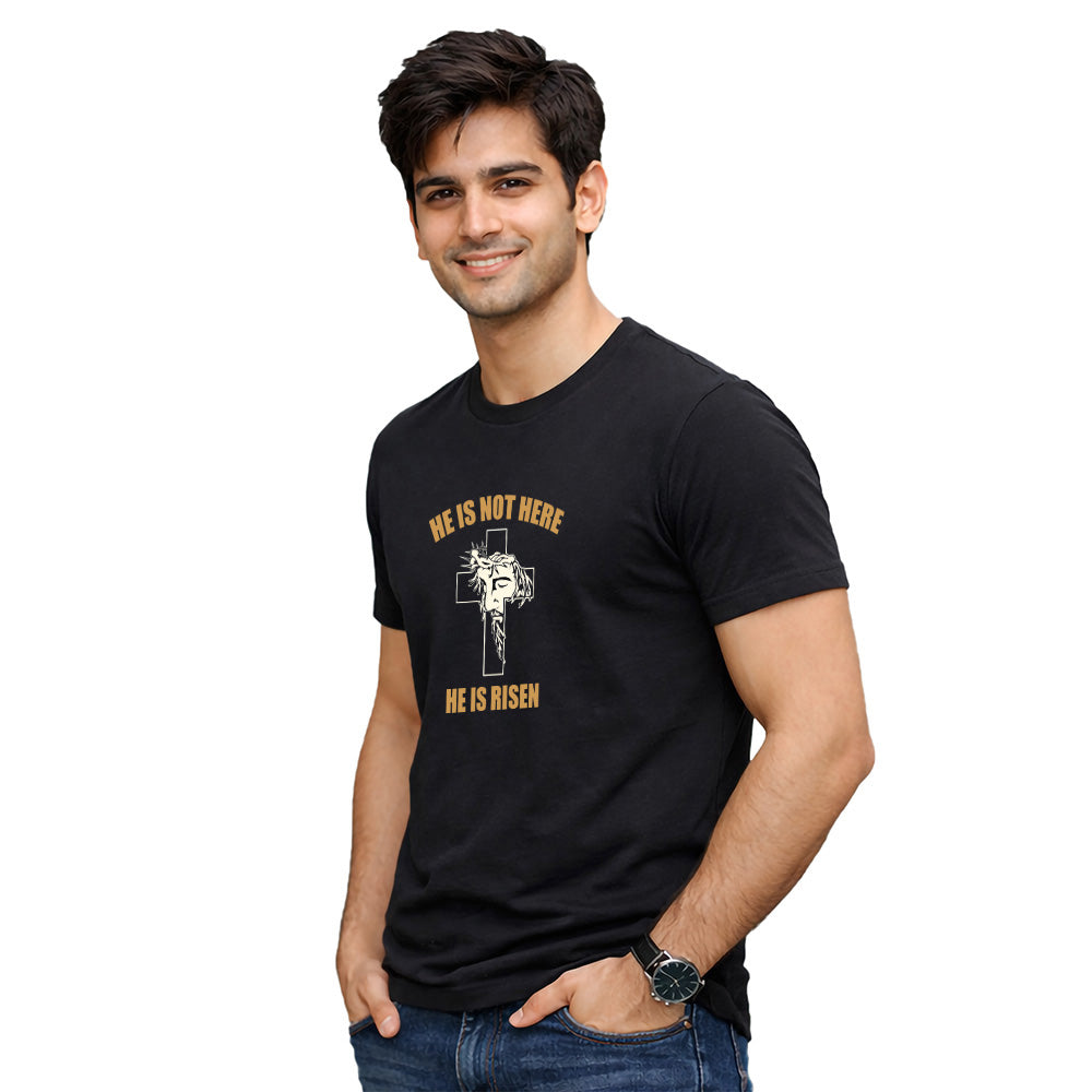Men’s Graphic Print Round Neck T-Shirt-Jesus(170 GSM single jersey)