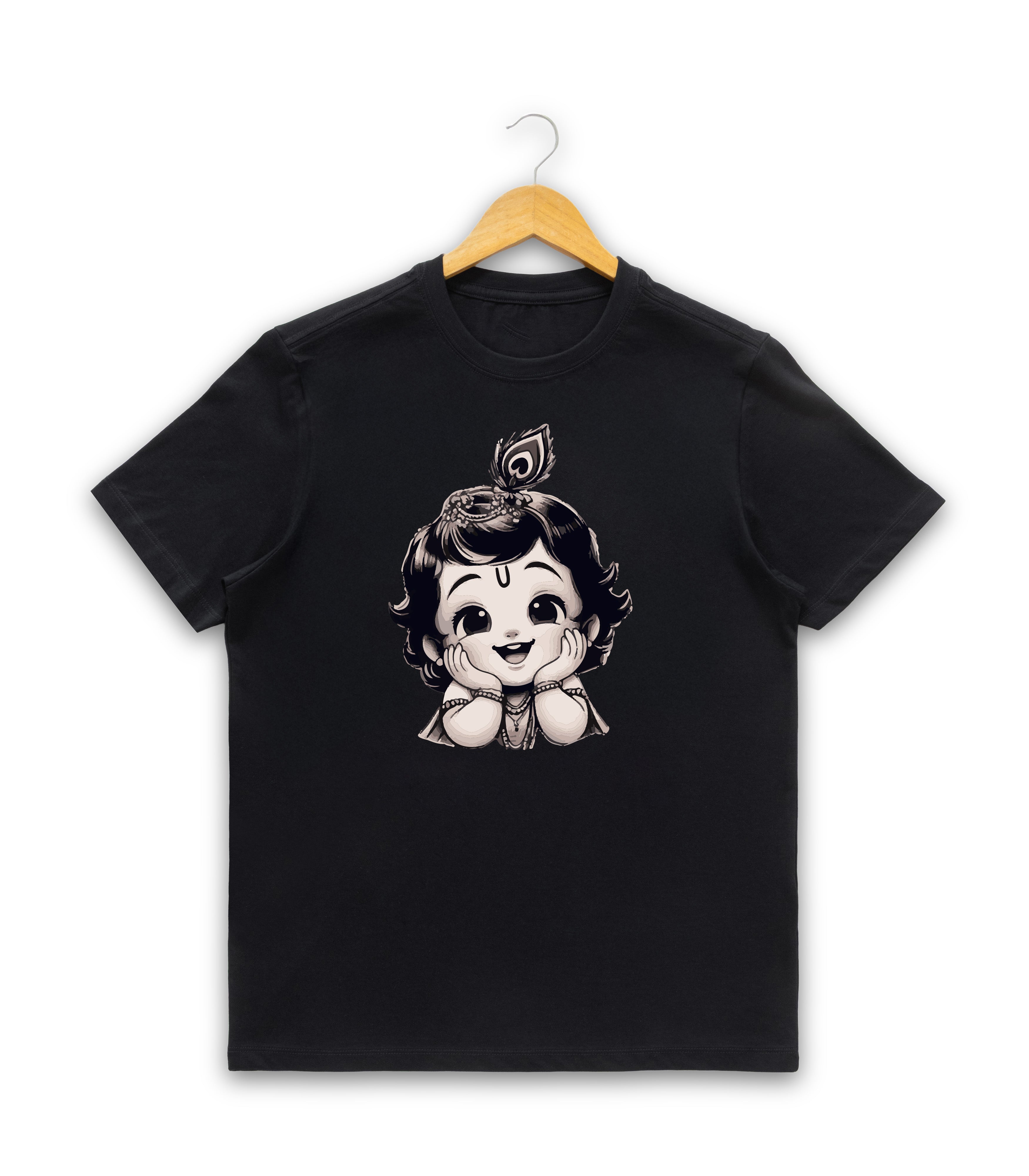 Men’s Graphic Print Round Neck T-Shirt- Krishna (170 GSM single jersey)