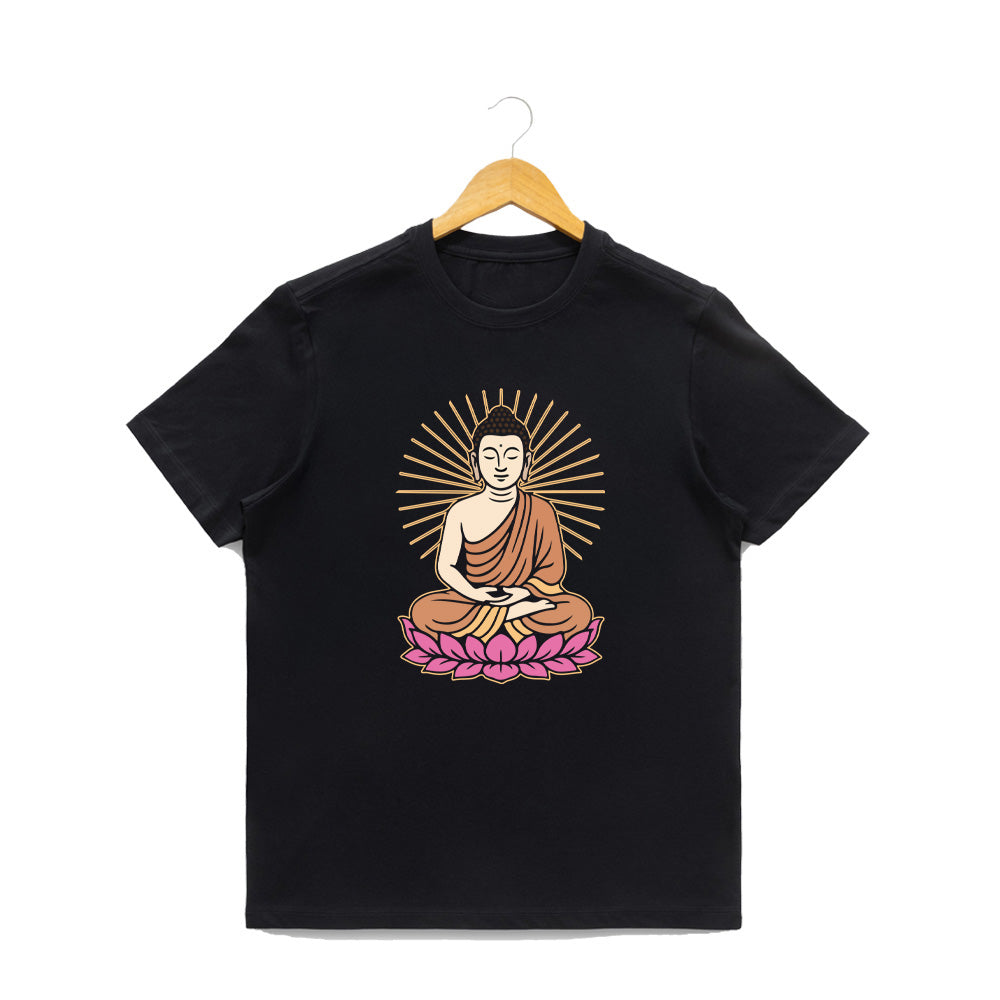 Women’s Graphic Print Round Neck T-Shirt- Buddha (170 GSM single jersey)