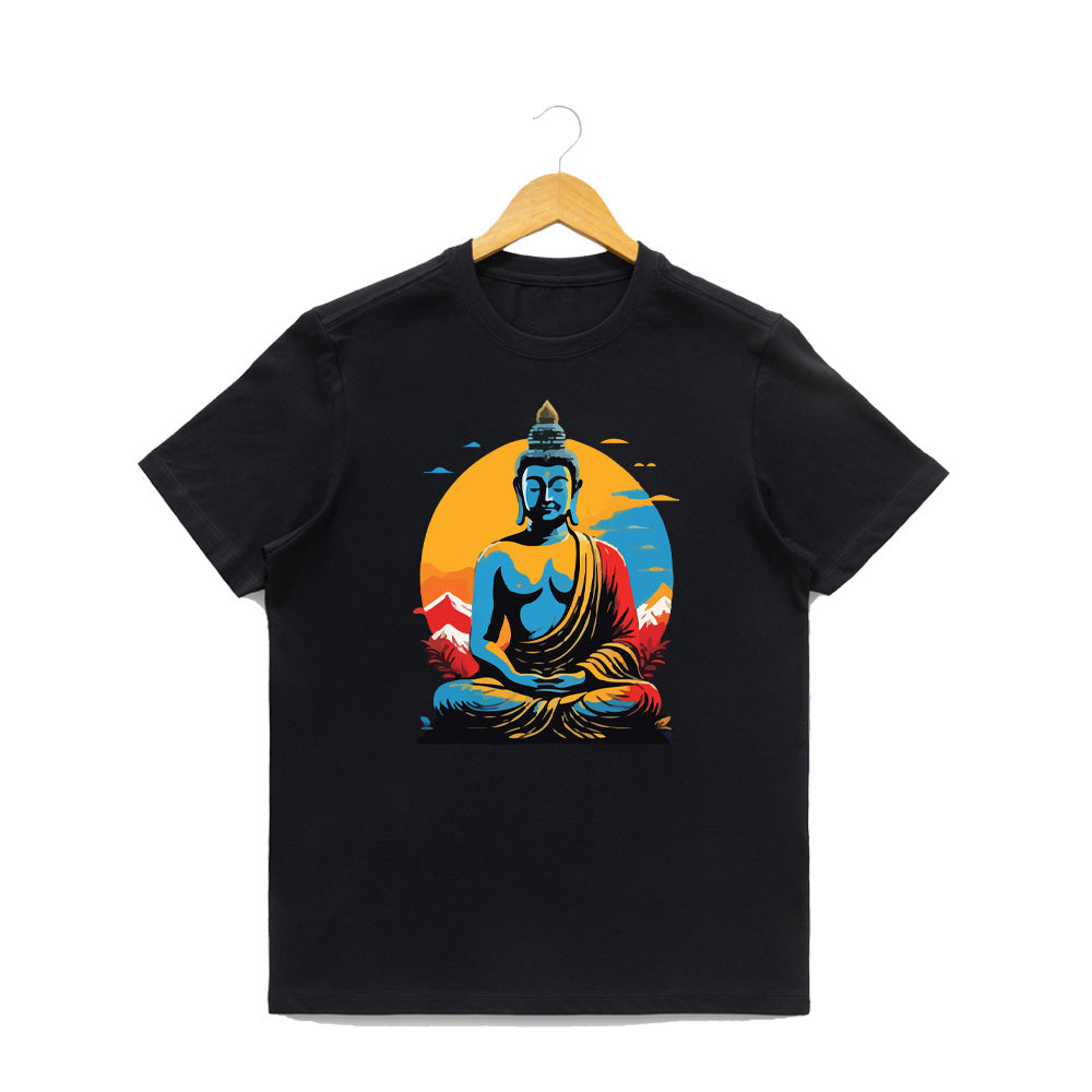 Women’s Graphic Print Round Neck T-Shirt- Buddha (170 GSM single jersey)