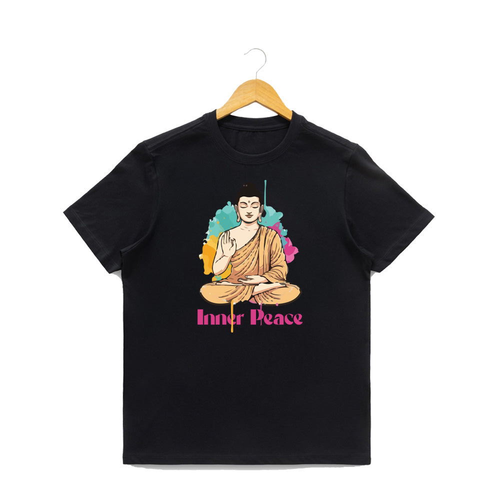 Women’s Graphic Print Round Neck T-Shirt- Buddha (170 GSM single jersey)