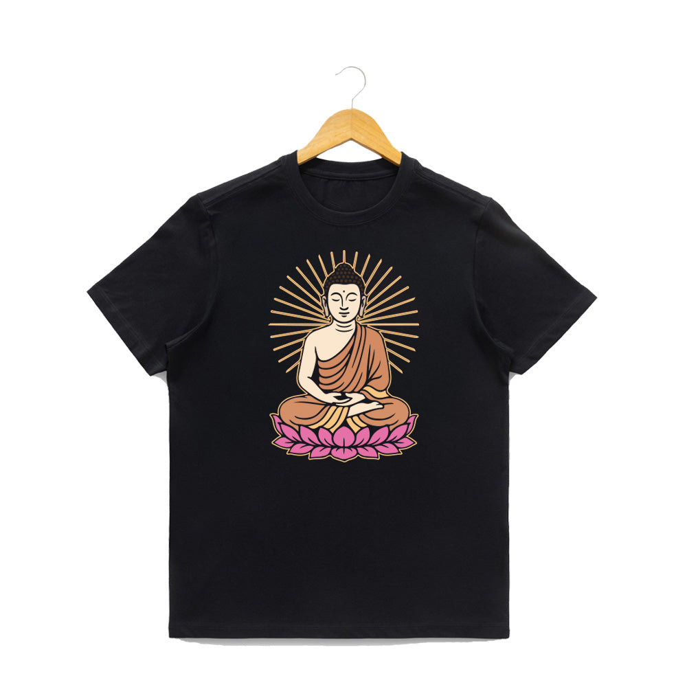 Men’s Graphic Print Round Neck T-Shirt- Buddha (170 GSM single jersey)
