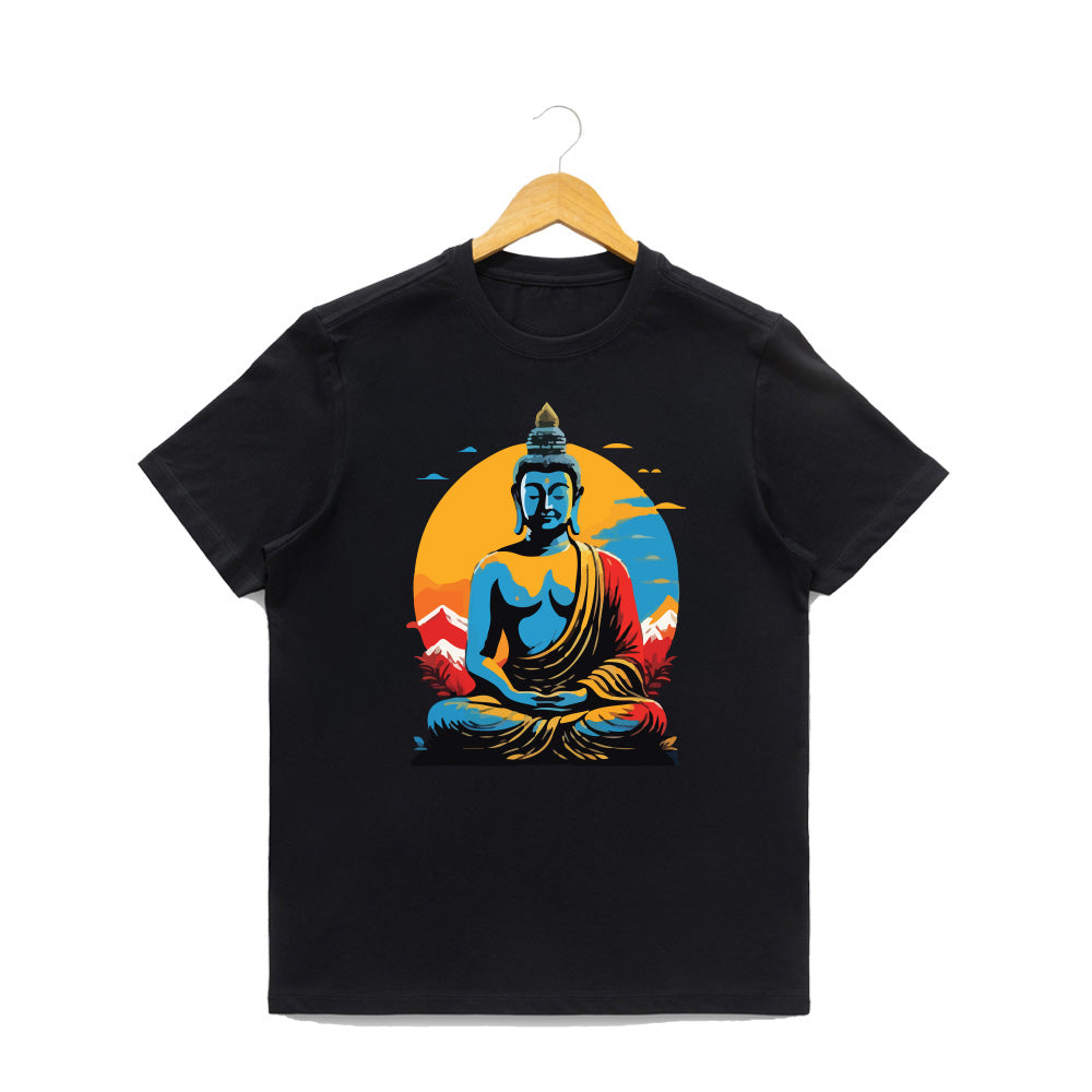 Men’s Graphic Print Round Neck T-Shirt- Buddha (170 GSM single jersey)
