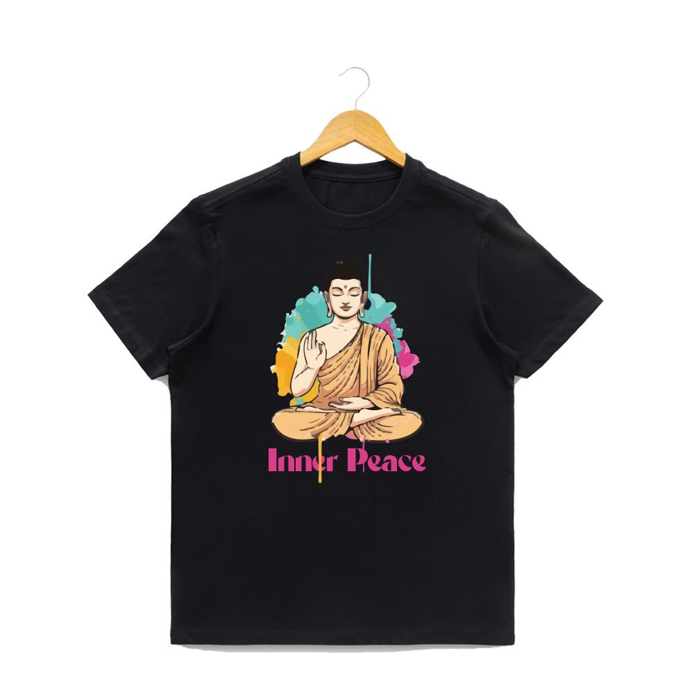 Men’s Graphic Print Round Neck T-Shirt- Buddha (170 GSM single jersey)