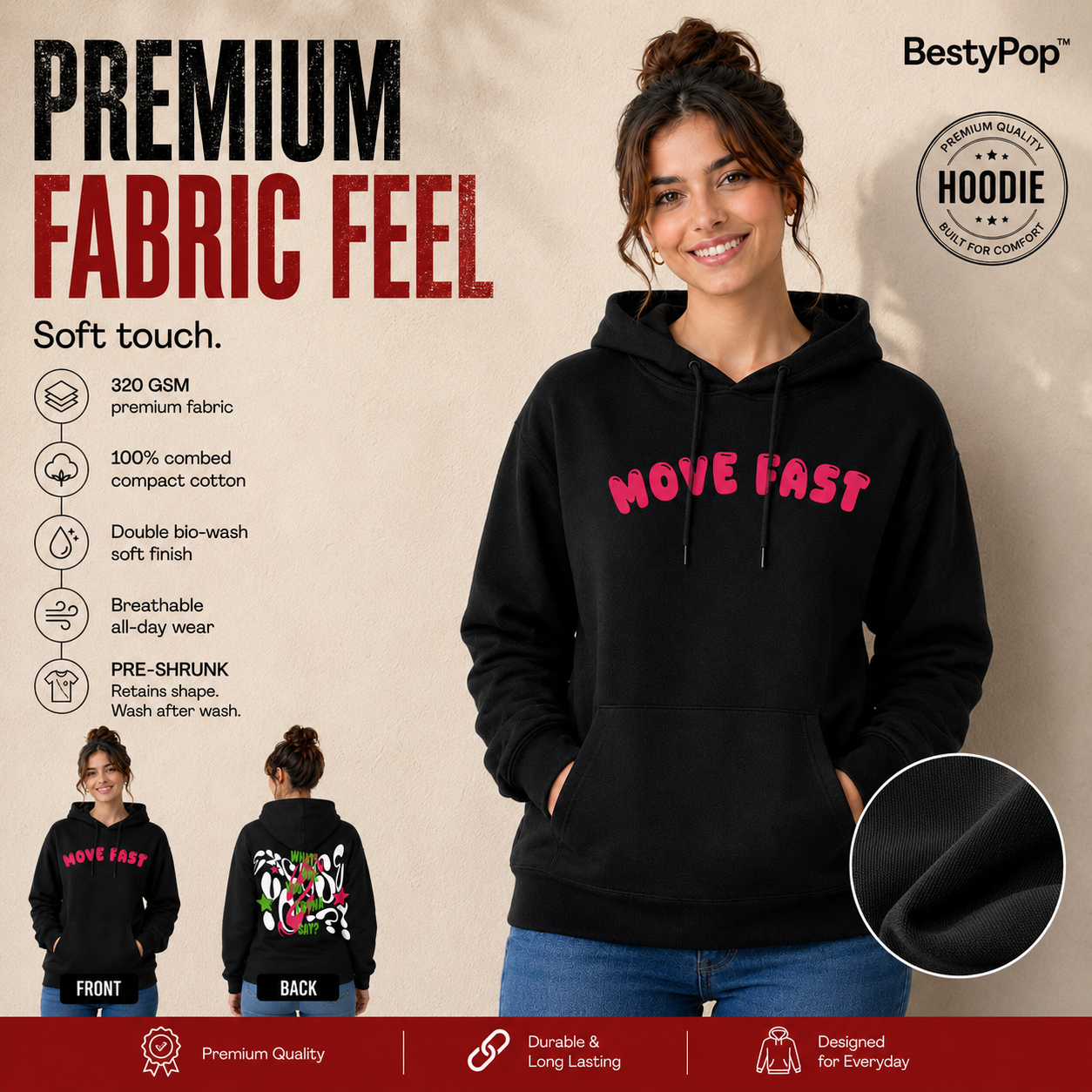 Women’s Hoodie - Move Fast (320 GSM)
