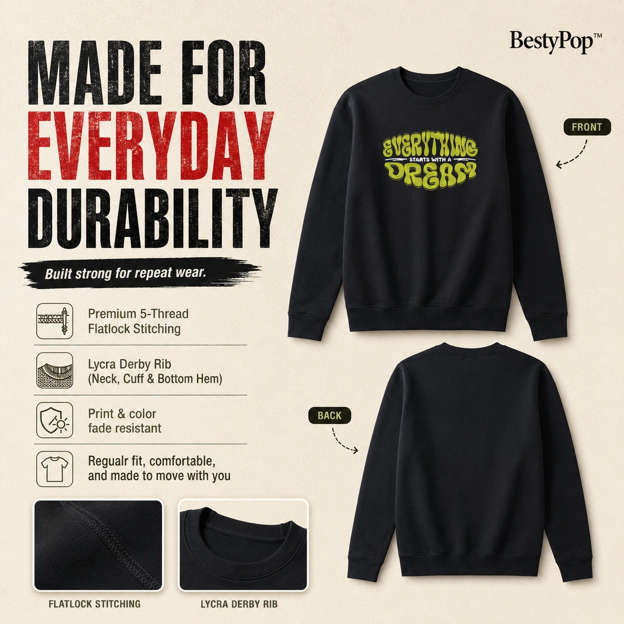 Women’s Graphic Print Round Neck Sweatshirt - 270 GSM
