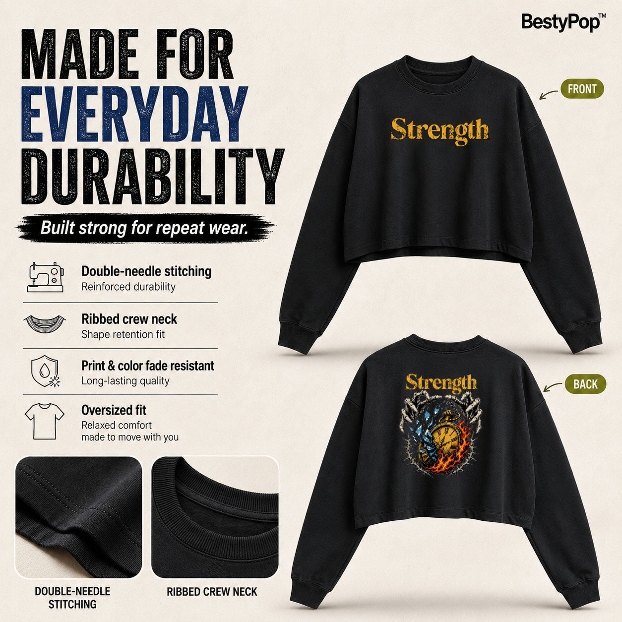 Women’s Crop top full Sleeve - 270 GSM