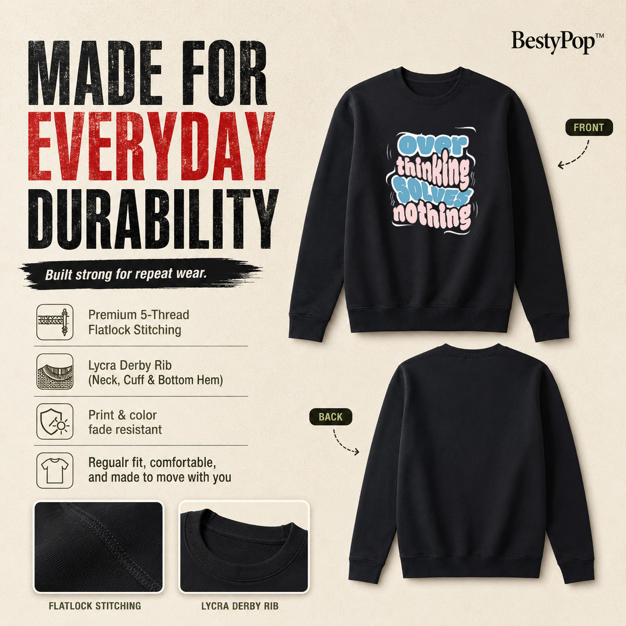 Women’s Graphic Print Round Neck Sweatshirt - 270 GSM