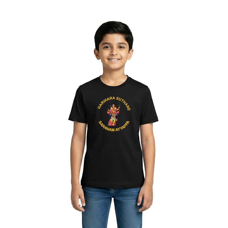 Boy's Graphic Print Round Neck T-Shirt- Ayyappan