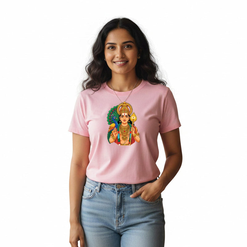 Women’s Graphic Print Round Neck T-Shirt- Murugan (170 GSM single jersey)